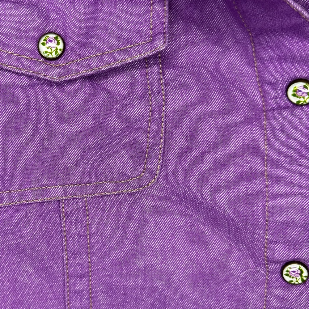Bit & Bridle L Purple Cowgirl Western Snap Button Shirt L Large - Picture 4 of 9